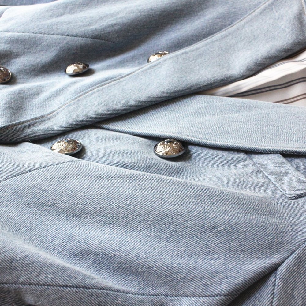 Veronica Beard Miller Dickey Double-breasted Denim Dickey Jacket, Hot! Size 0 - Picture 15 of 15